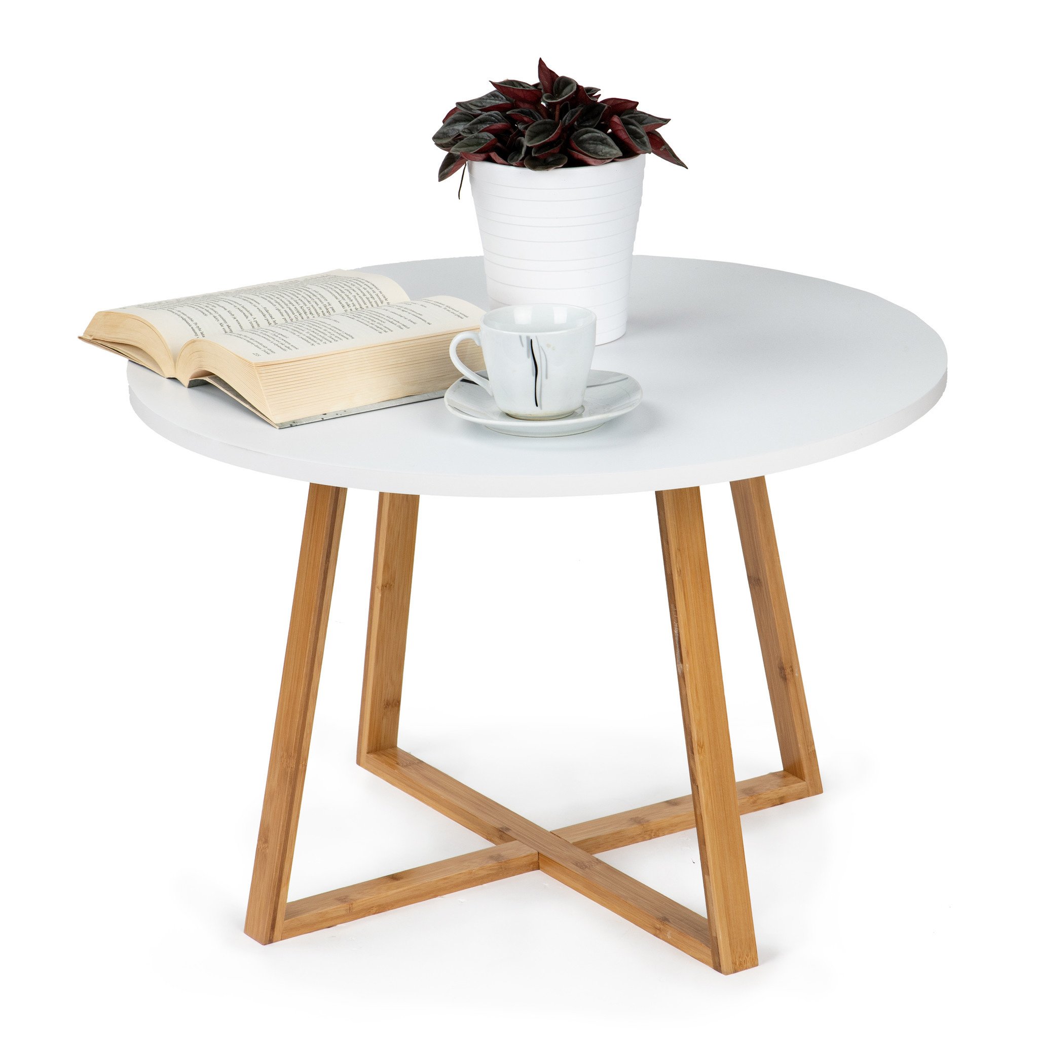 Salontafel Wit MDF/Bamboe 60cm - 40% Korting! (Retour)