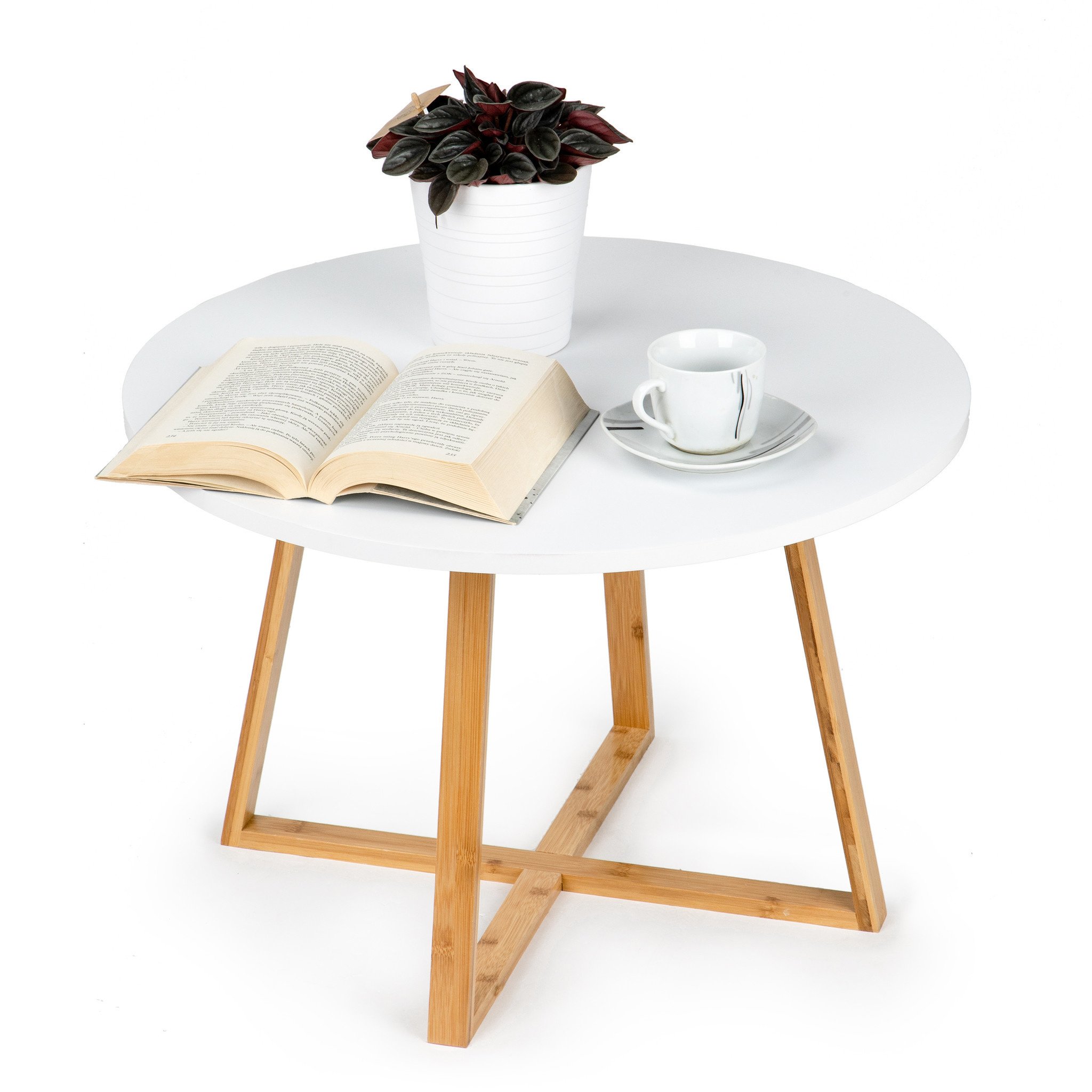 Salontafel Wit MDF/Bamboe 60cm - 40% Korting! (Retour)