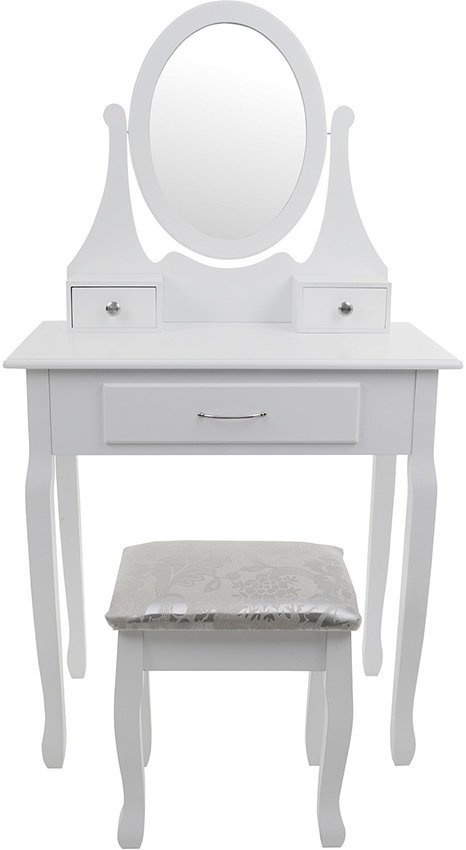 Kaptafel met Spiegel & Kruk Wit - 75x40x137cm - 40% Korting!