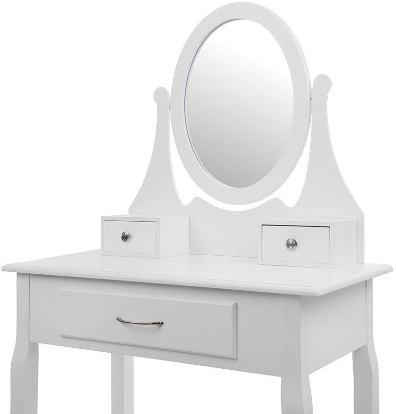 Kaptafel met Spiegel & Kruk Wit - 75x40x137cm - 40% Korting!