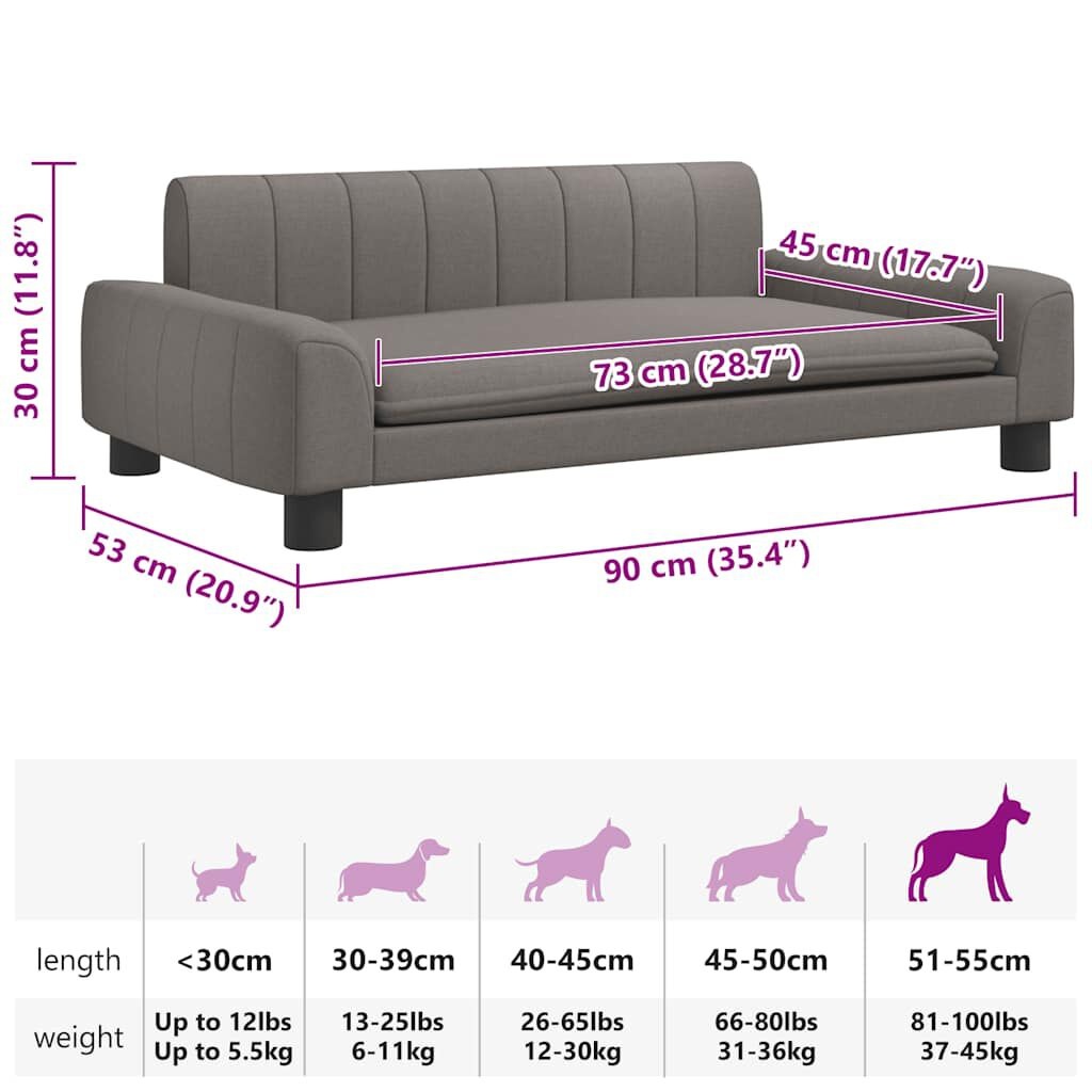 vidaXL Hondenmand 90x53x30 cm stof taupe