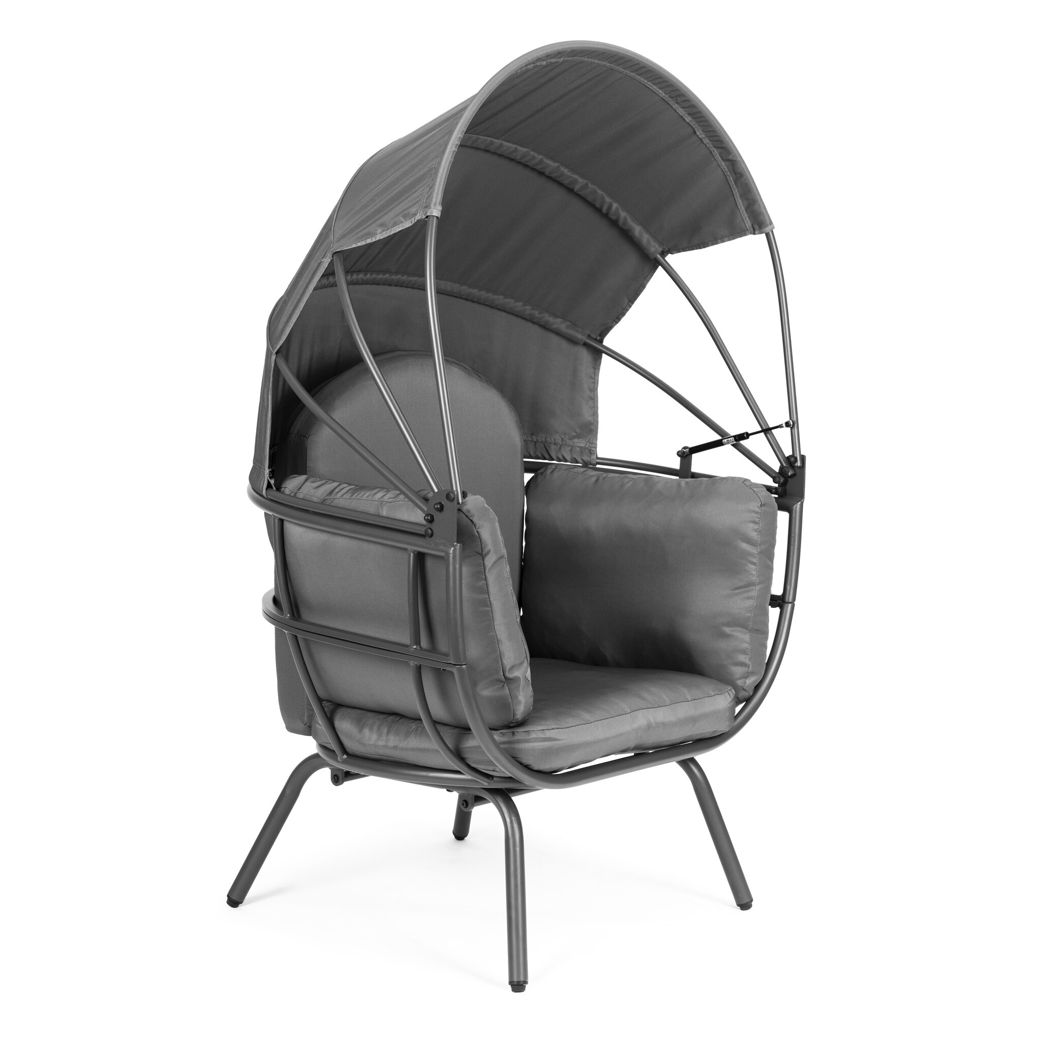 Loungestoel tuin - stalen constructie - 150kg max - opvouwbare luifel