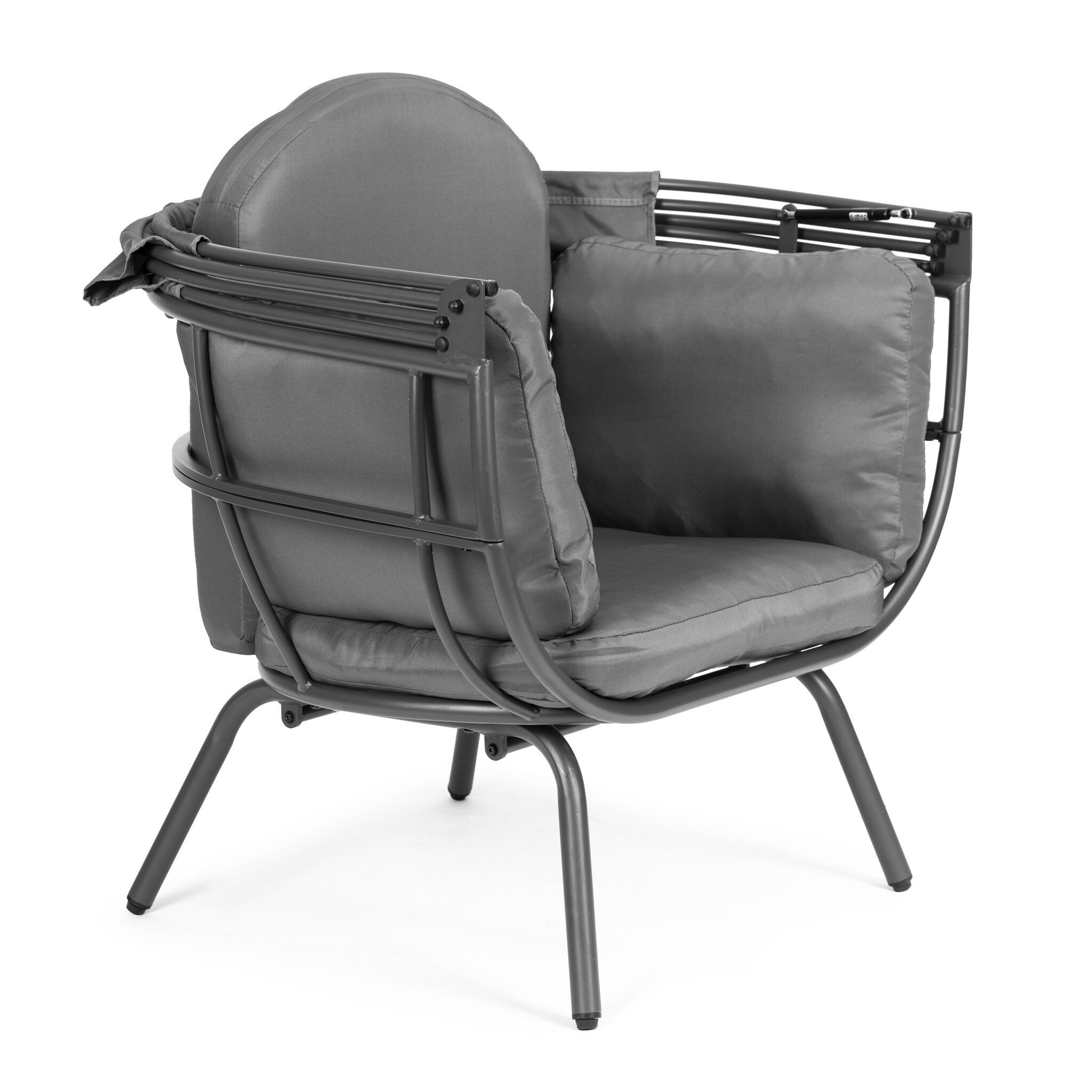 Loungestoel tuin - stalen constructie - 150kg max - opvouwbare luifel