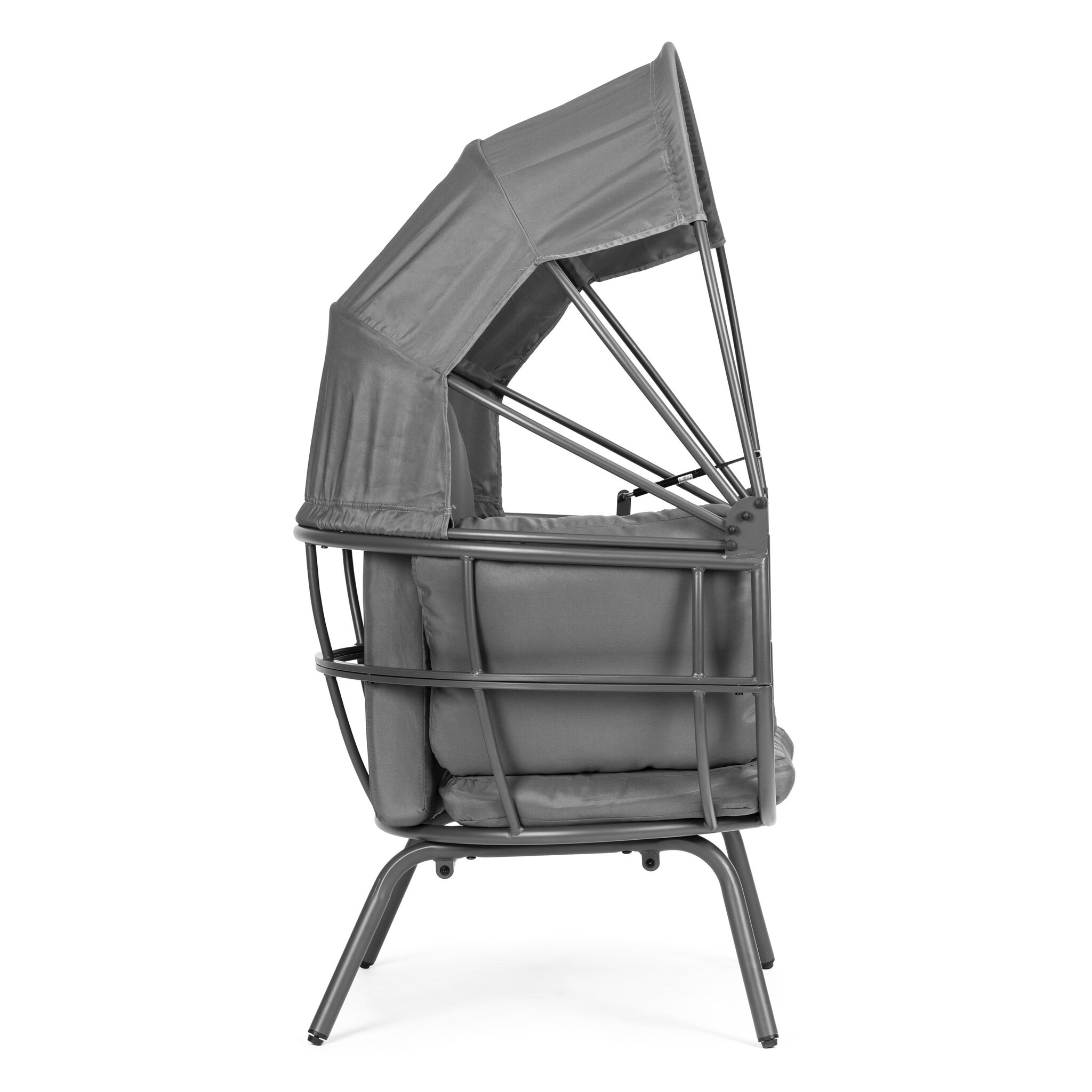 Loungestoel tuin - stalen constructie - 150kg max - opvouwbare luifel
