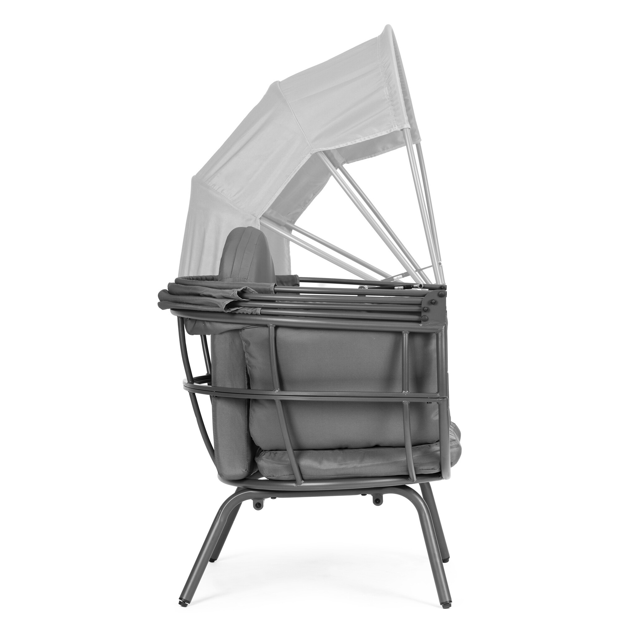 Loungestoel tuin - stalen constructie - 150kg max - opvouwbare luifel