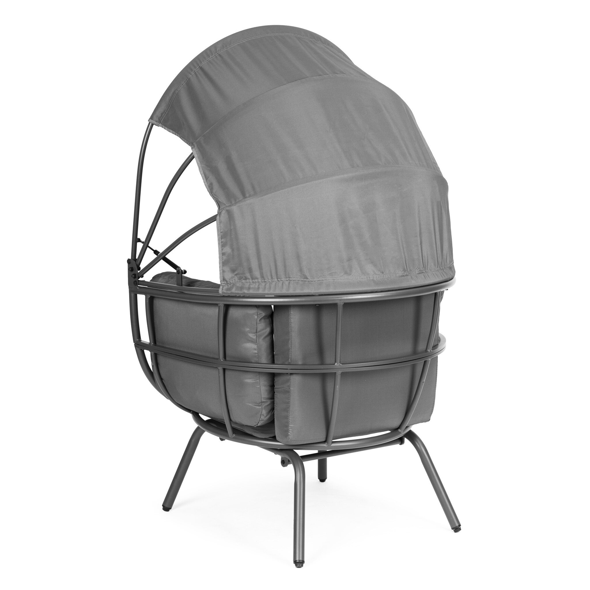 Loungestoel tuin - stalen constructie - 150kg max - opvouwbare luifel