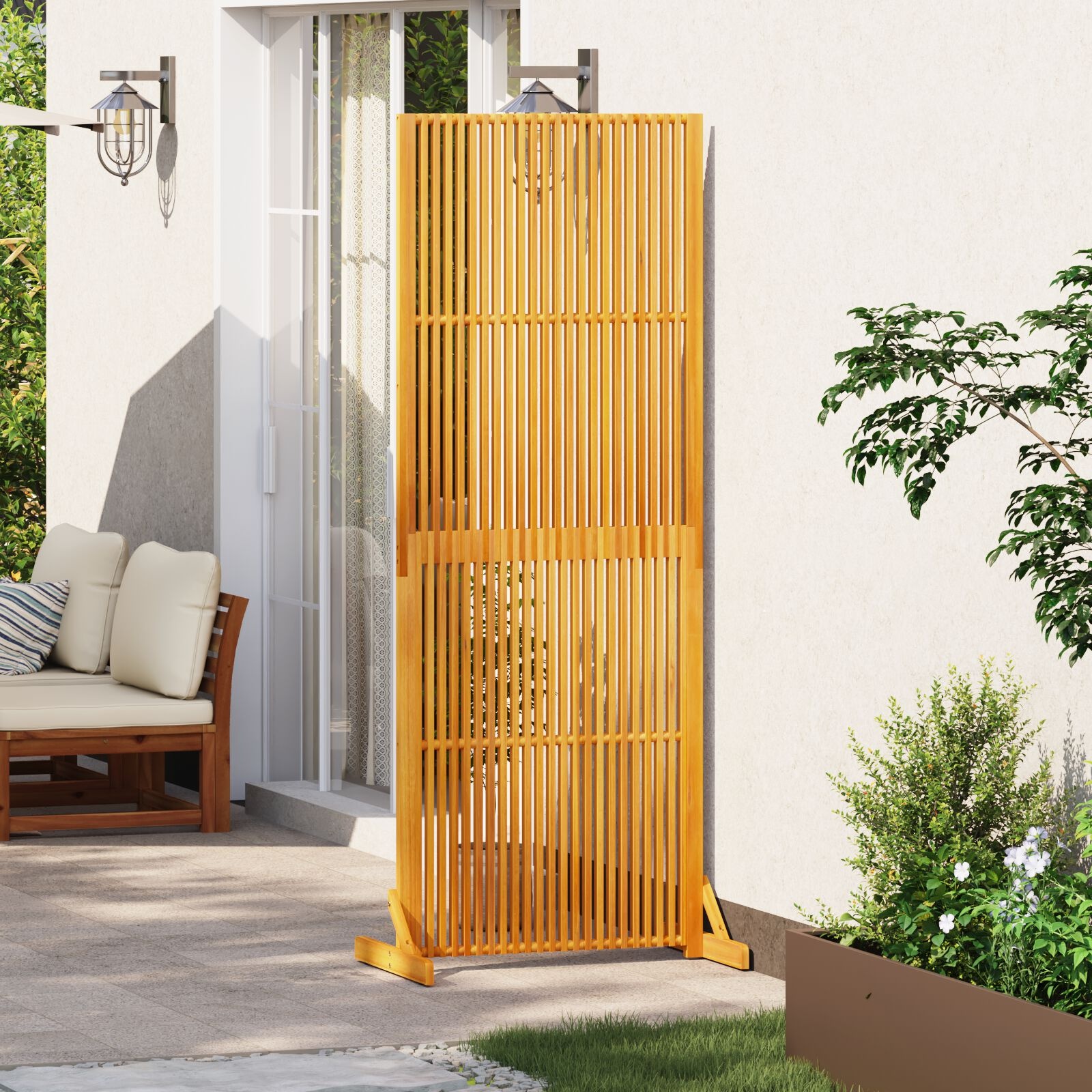 vidaXL Privacyscherm Bruin 79.5 x 50 x 200 cm Massief acaciahout