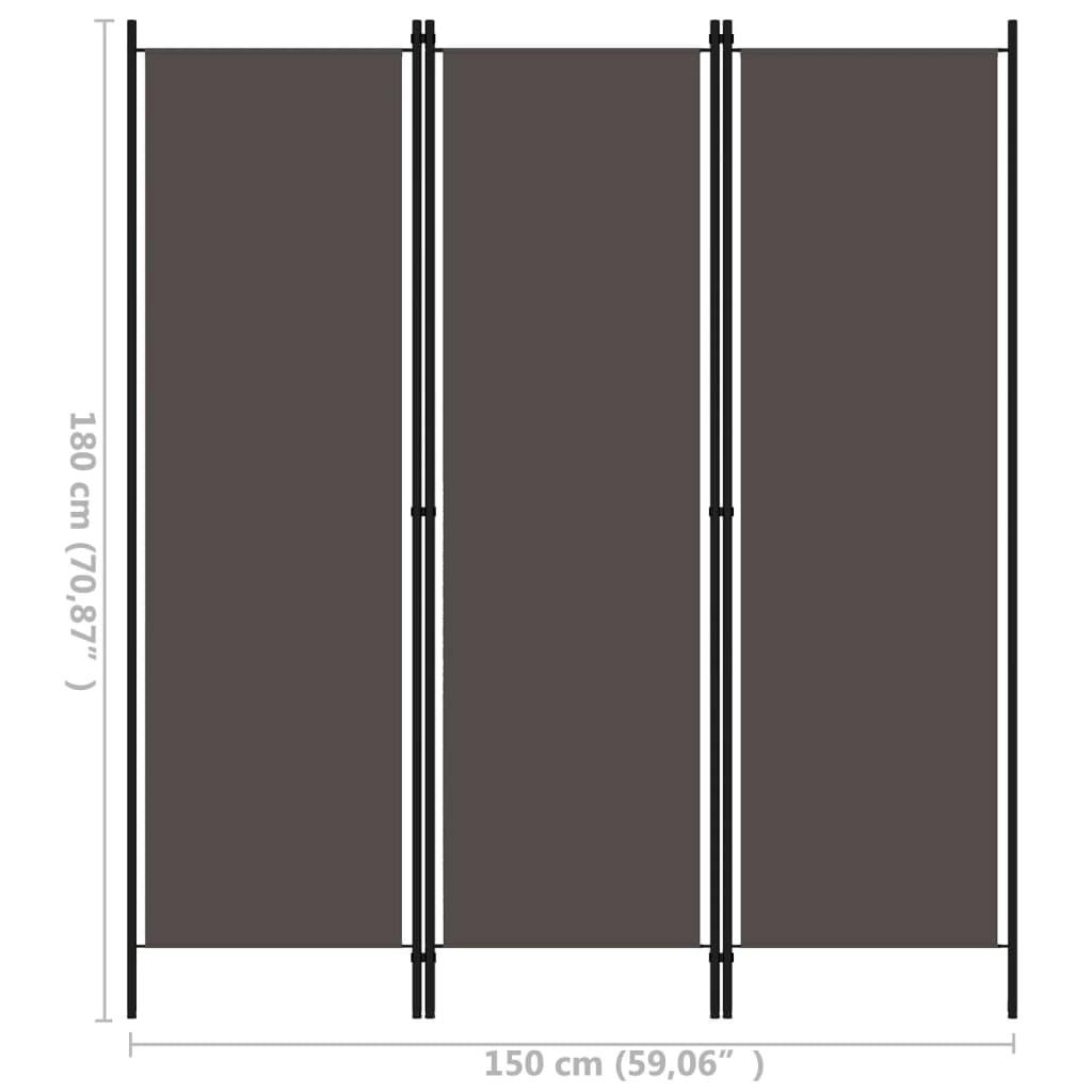 vidaXL Kamerscherm met 3 panelen 150x180 cm antraciet