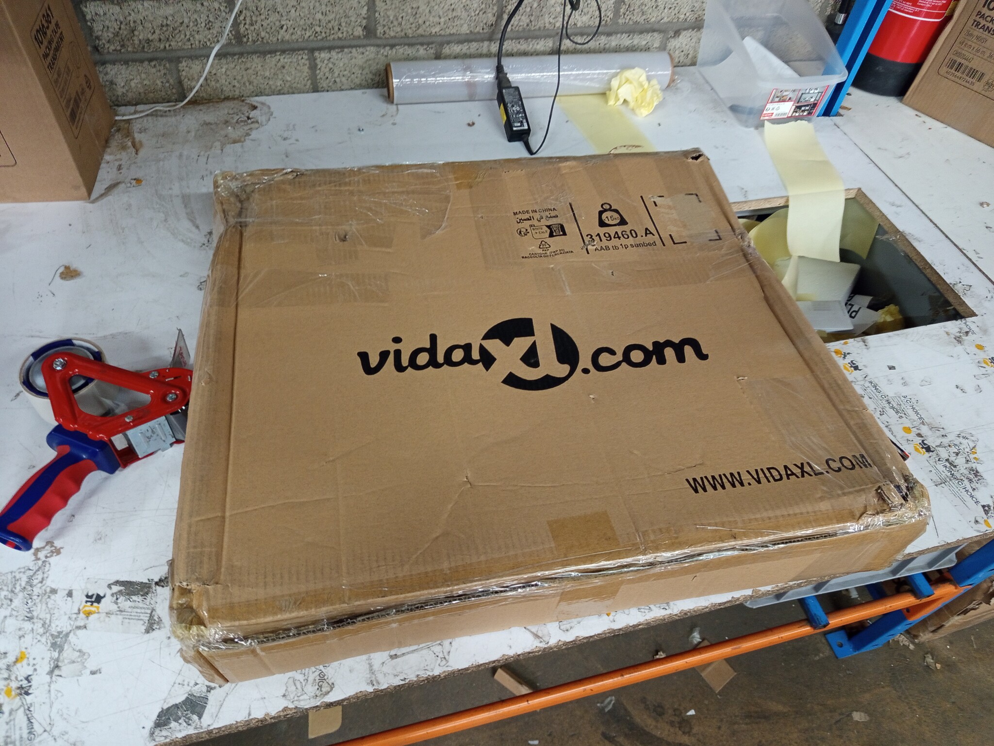 vidaXL Ligbed inklapbaar staal en stof turquoiseblauw