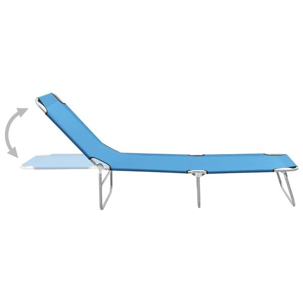 vidaXL Ligbed inklapbaar staal en stof turquoiseblauw