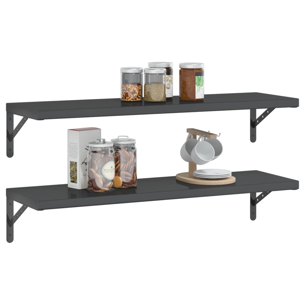 vidaXL Wandschappen 2x Zwart RVS 100cm -57%!