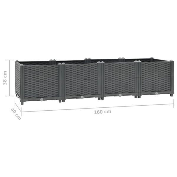vidaXL Plantenbak verhoogd 160x40x38 cm polypropyleen