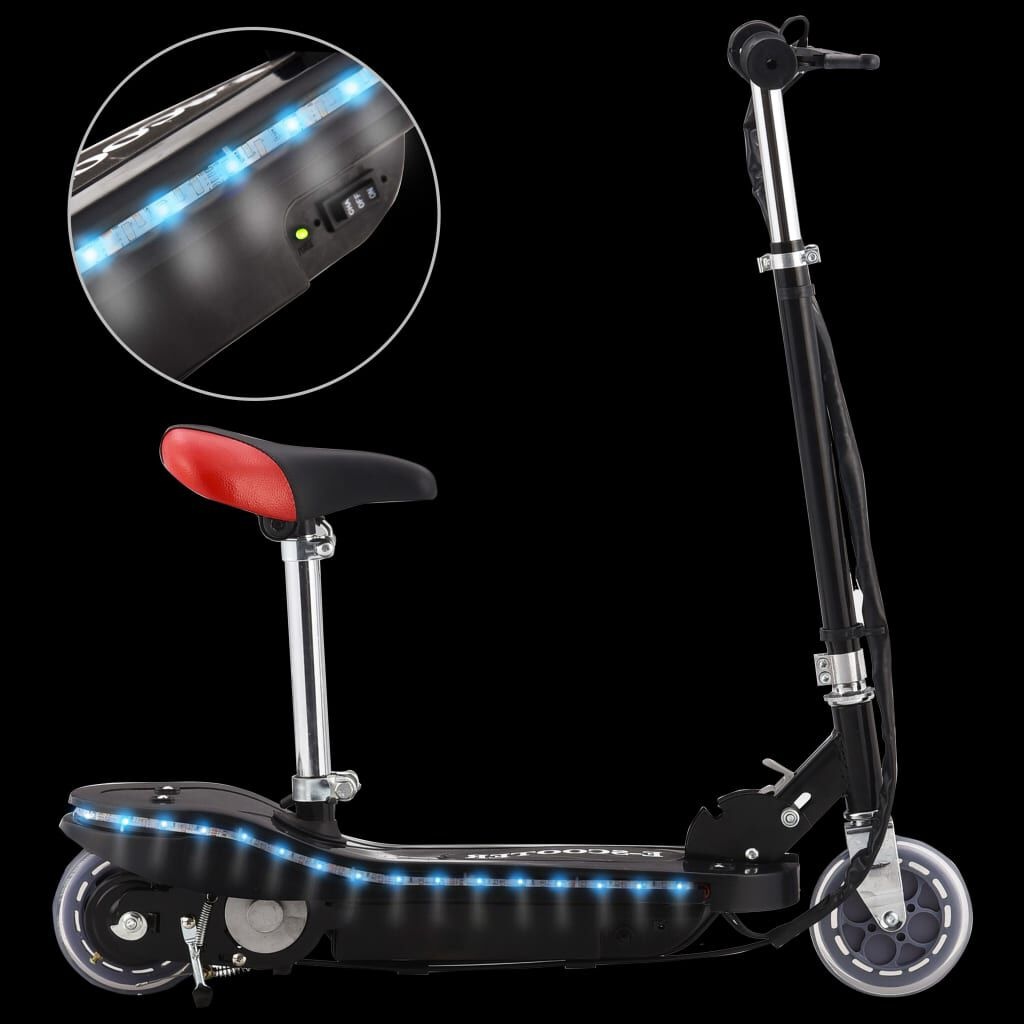 Kinderstep met Zadel & LED - 120W Zwart - 55% Korting!