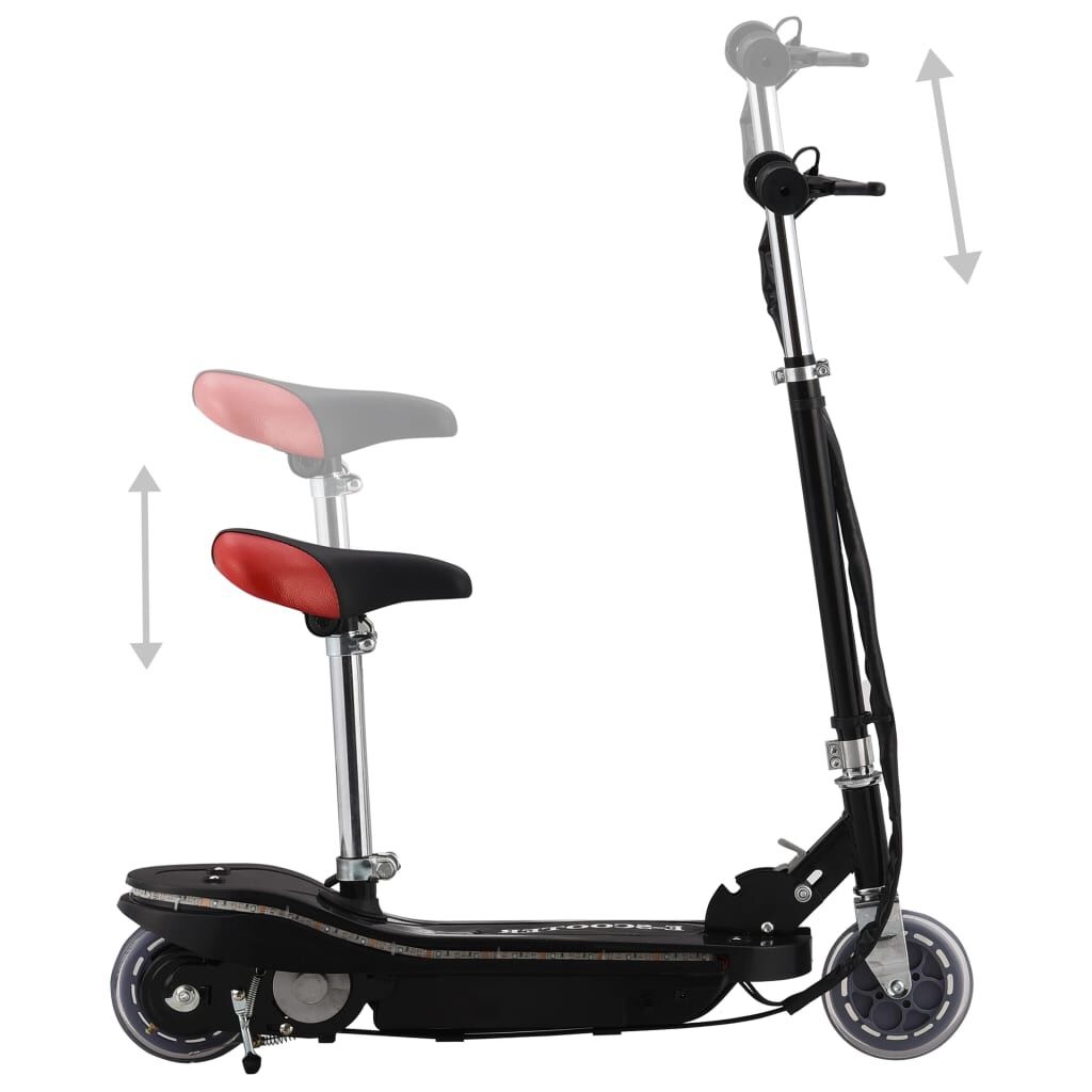 Kinderstep met Zadel & LED - 120W Zwart - 55% Korting!