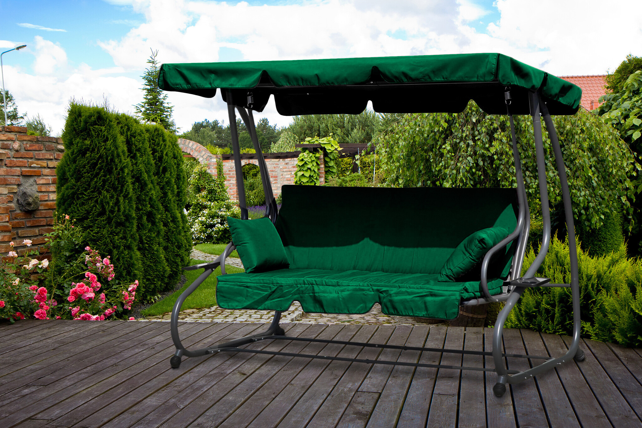 Schommelbank met Ligfunctie - 3 Persoons - Groen - 40% Korting!