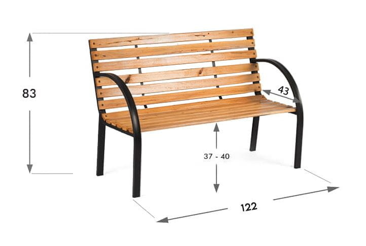 Tuinbank Hout met Rugleuning - 122cm - 40% Korting!