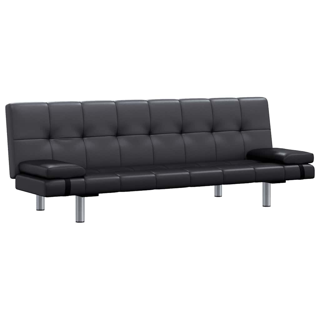 VidaXL Slaapbank Zwart Kunstleer + Kussens -35%