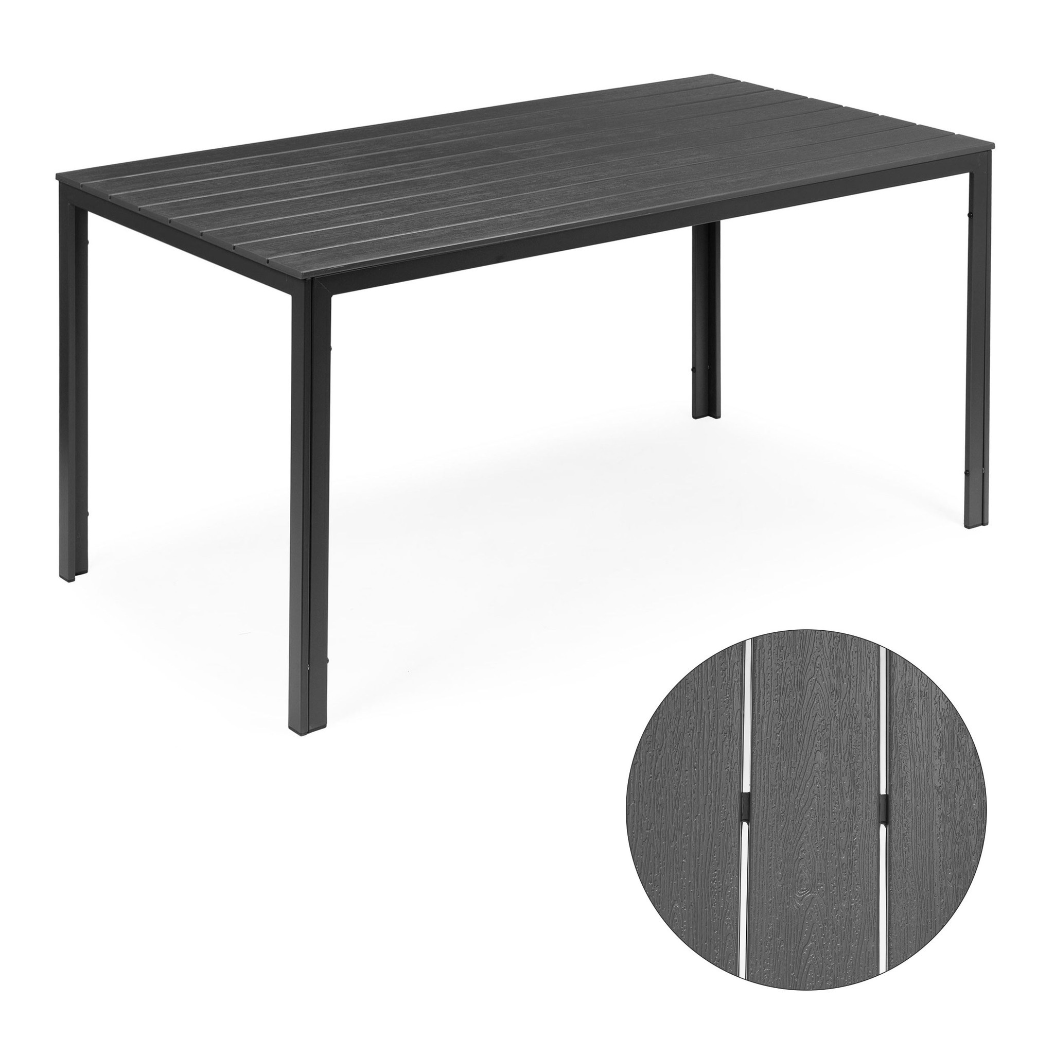 Tuintafel 6-persoons Grijs Polywood 156x78cm - 40% Korting!
