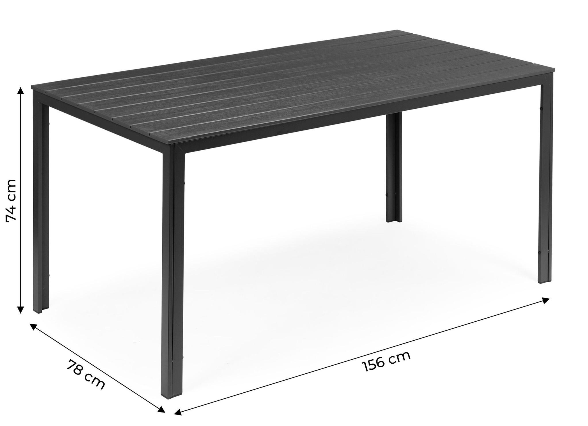 Tuintafel 6-persoons Grijs Polywood 156x78cm - 40% Korting!