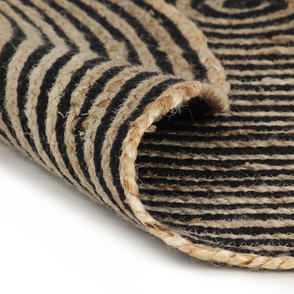 Handgemaakt Jute Vloerkleed 150cm - Zwart Spiraal - 40% Korting!