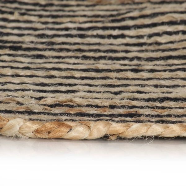 Handgemaakt Jute Vloerkleed 150cm - Zwart Spiraal - 40% Korting!