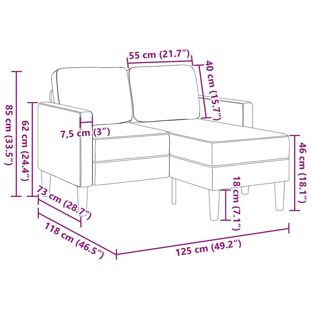 VidaXL 2-zits L-bank met chaise lounge, zwart - 40% korting!