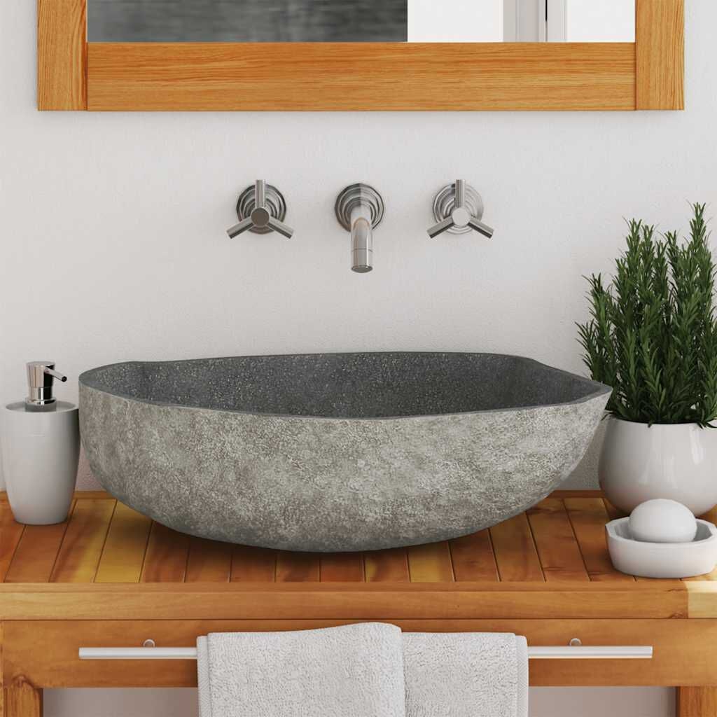 vidaXL Riviersteen Wastafel Ovaal -45x34cm- 35% Korting!