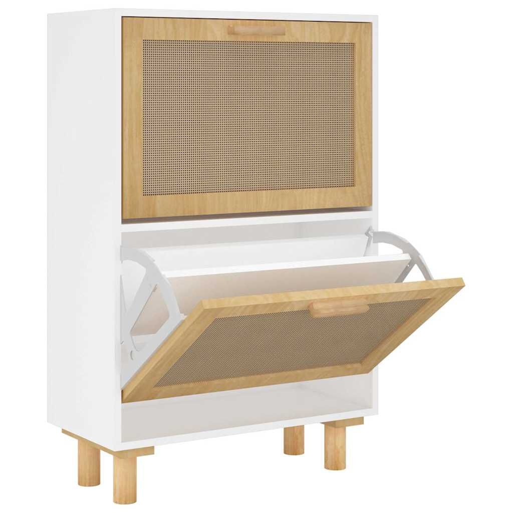 vidaXL Schoenenkast Wit Rattan -55% Korting!
