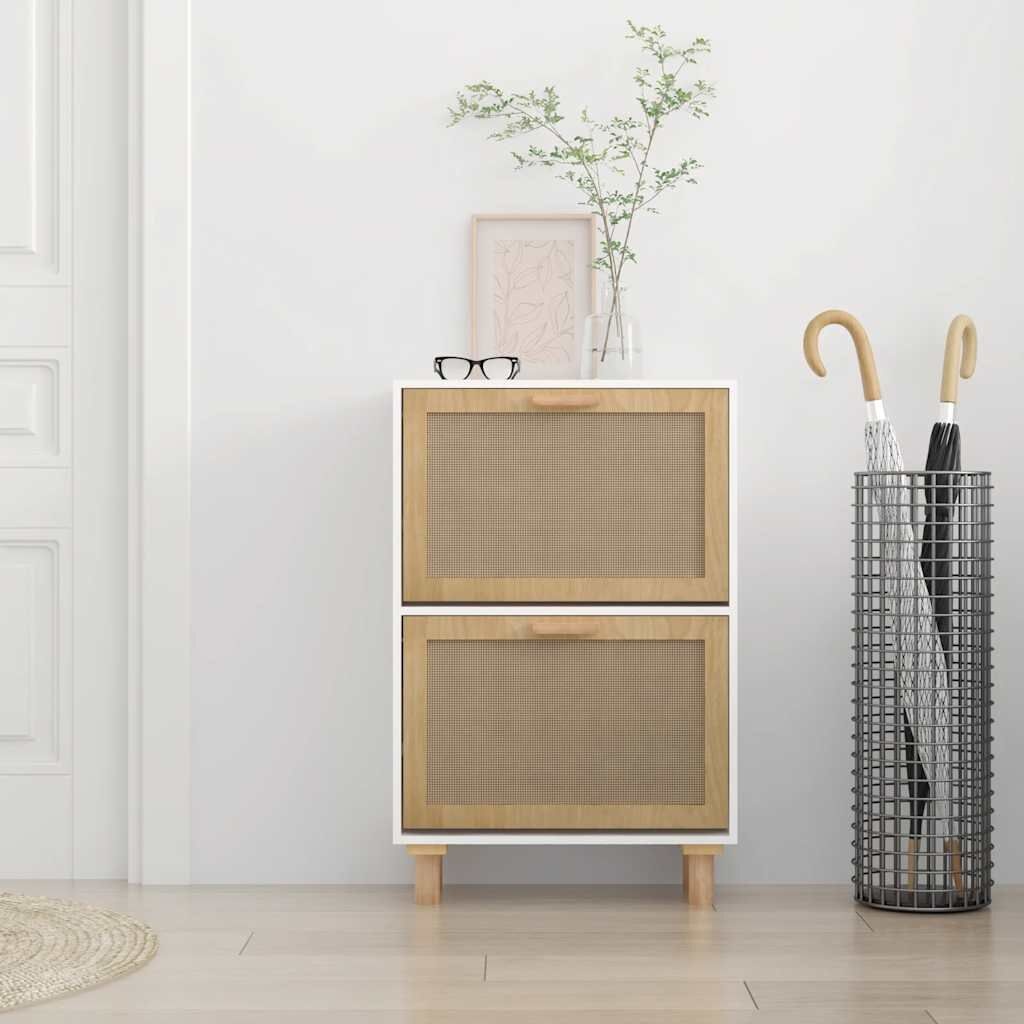 vidaXL Schoenenkast Wit Rattan -55% Korting!
