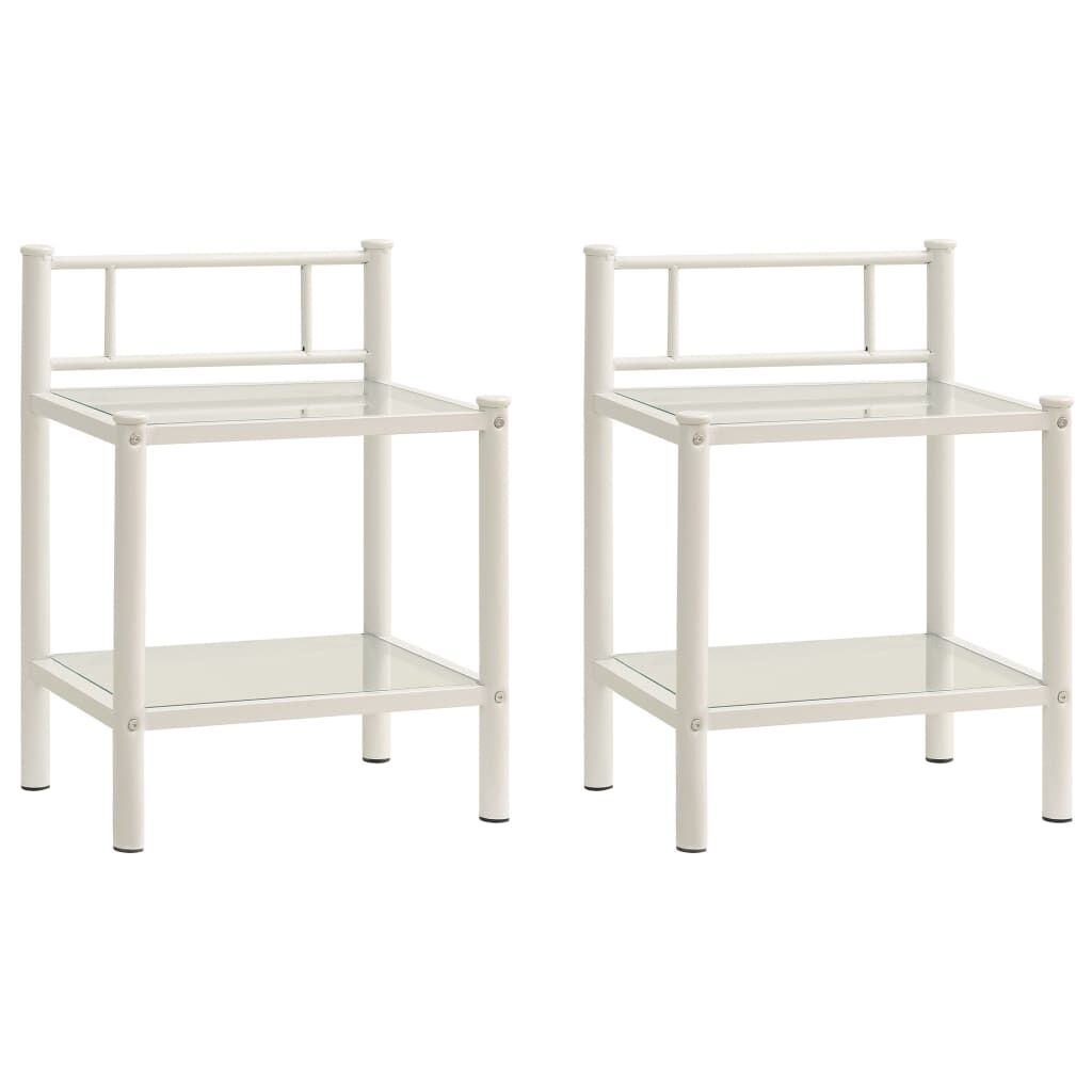 vidaXL Nachtkastjes (2x) Wit/Transparant - 55% Korting!
