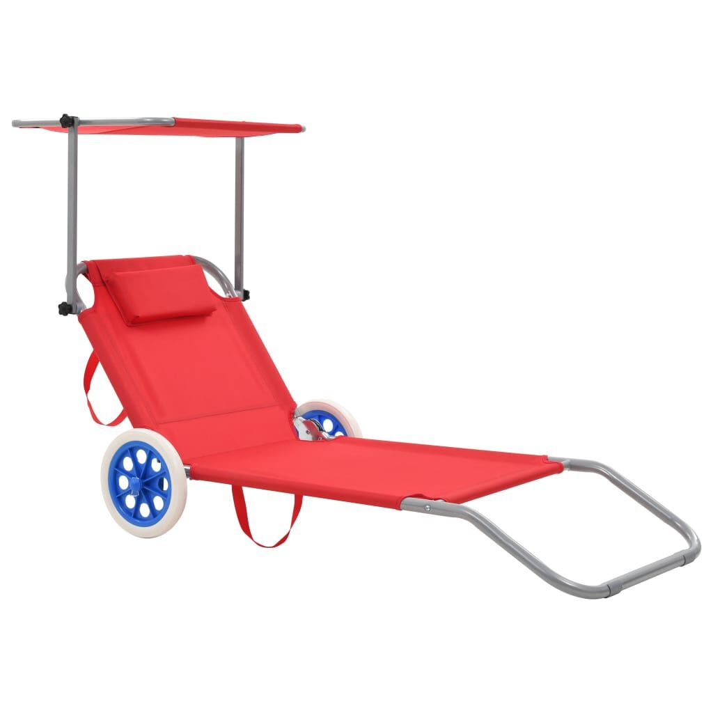 vidaXL Ligbed Rood met Luifel & Wielen - 40% Korting!