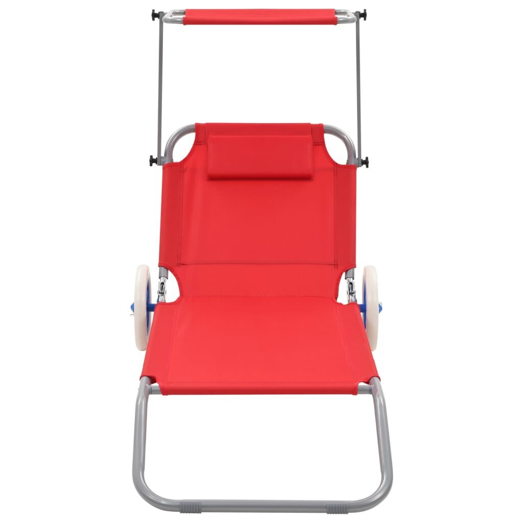 vidaXL Ligbed Rood met Luifel & Wielen - 40% Korting!