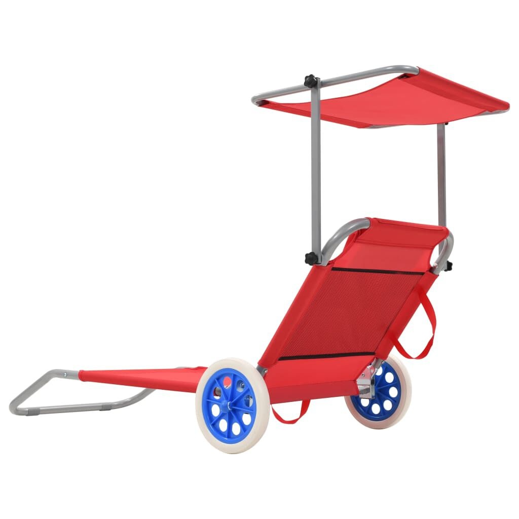 vidaXL Ligbed Rood met Luifel & Wielen - 40% Korting!