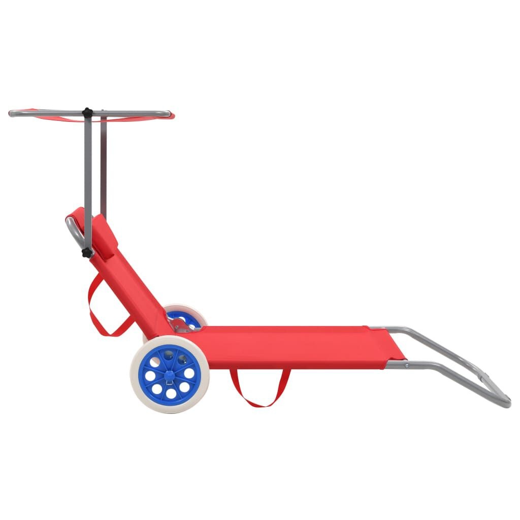 vidaXL Ligbed Rood met Luifel & Wielen - 40% Korting!