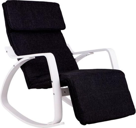 Schommelstoel Zwart/Wit + Voetsteun - 40% Korting!