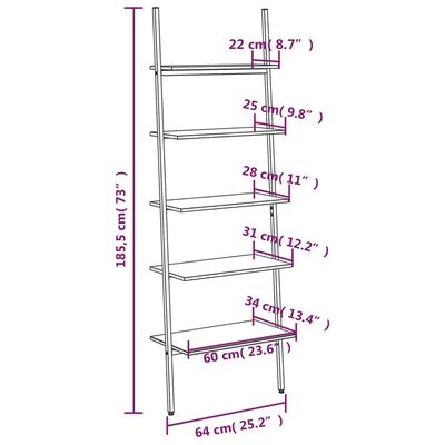 Ladderrek Zwart 5 Schappen - vidaXL - 55% Korting!