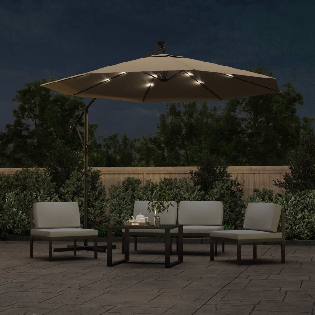 Zweefparasol LED 300cm Taupe - 51% Korting! (Retour)
