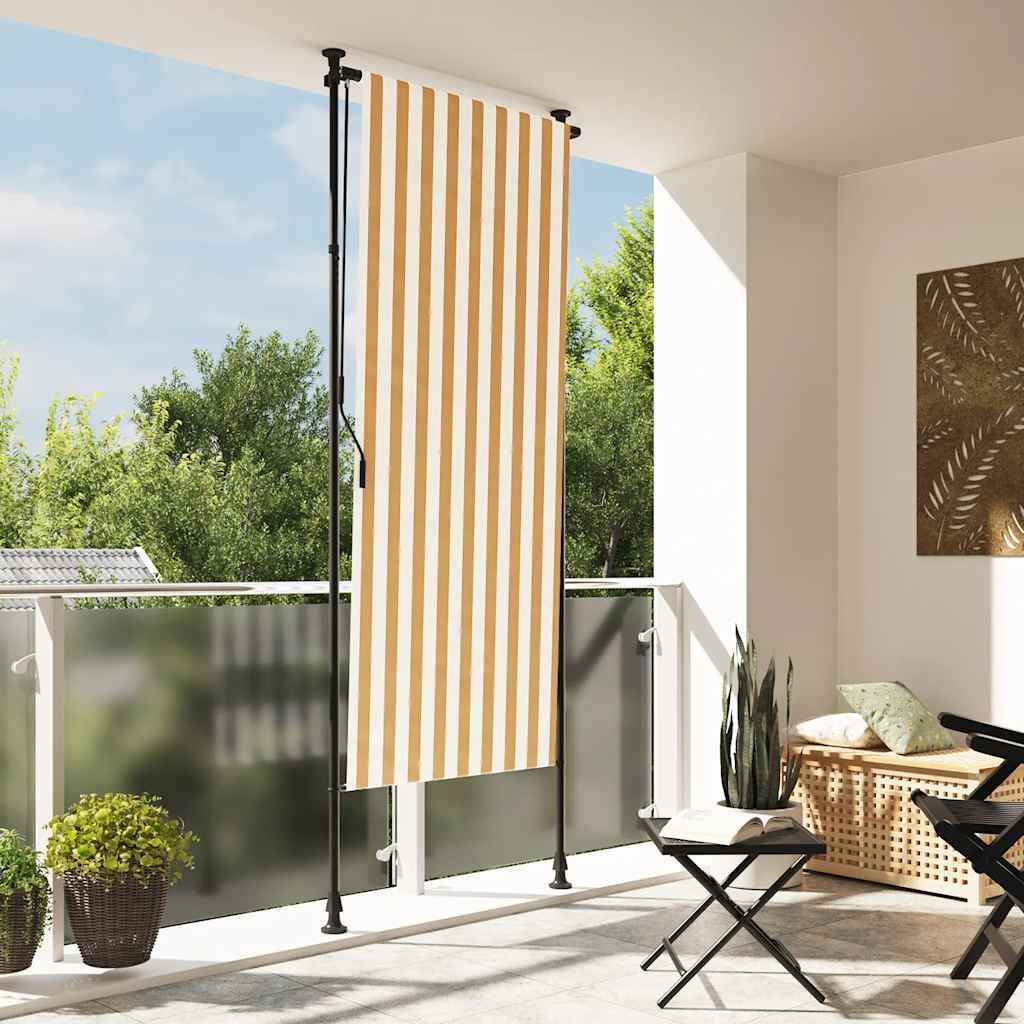 Rolgordijn Buiten 100x270cm Oranje/Wit - 65% Korting!