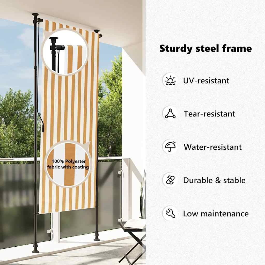 Rolgordijn Buiten 100x270cm Oranje/Wit - 65% Korting!