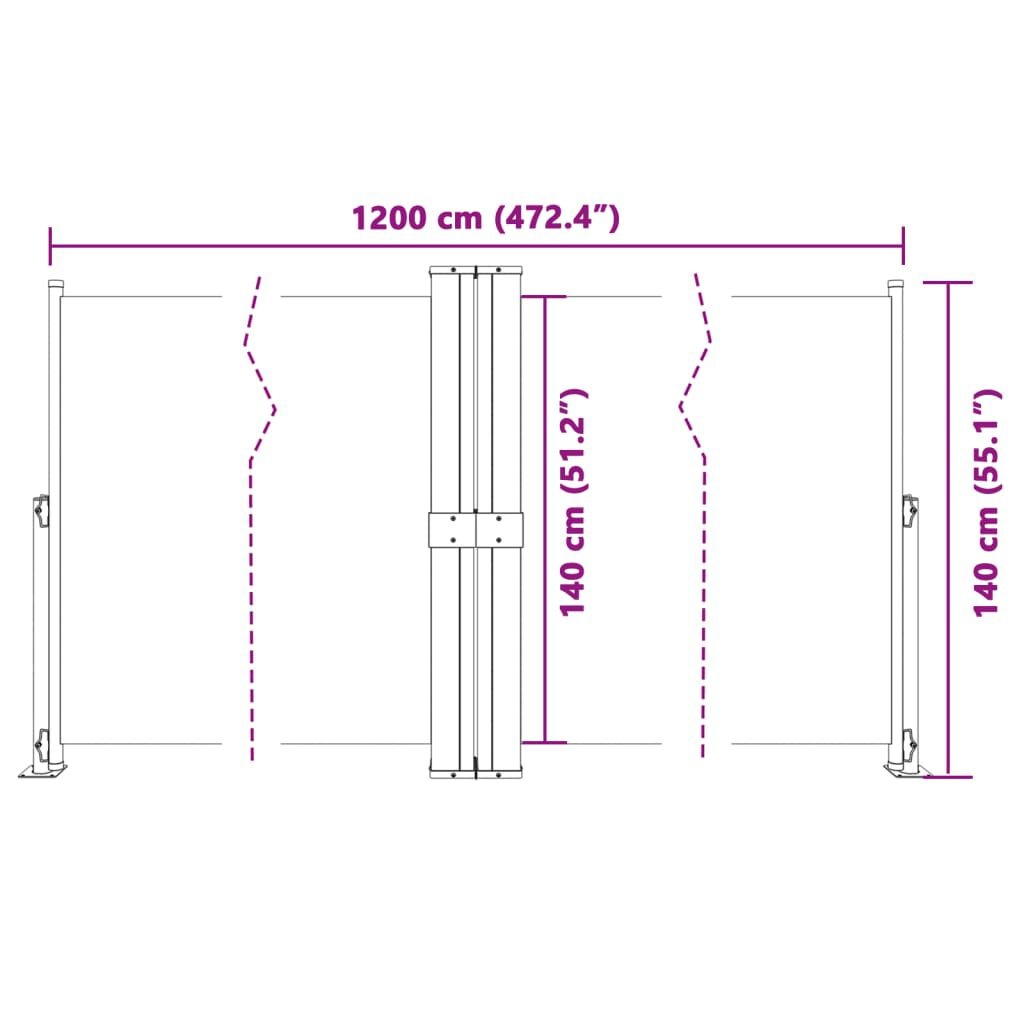 Windscherm Uittrekbaar Crème 140x1200cm - 51% Korting!