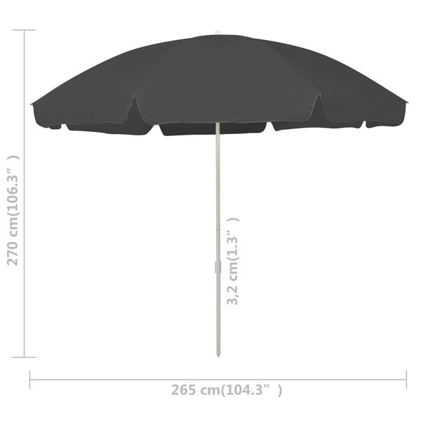 VidaXL Strandparasol Antraciet 300cm - 65% Korting!