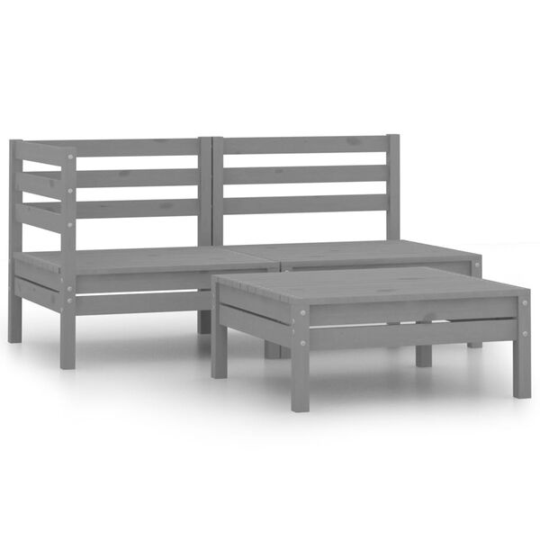 vidaXL Loungeset Grenenhout Grijs - 3-delig - 55% Korting!