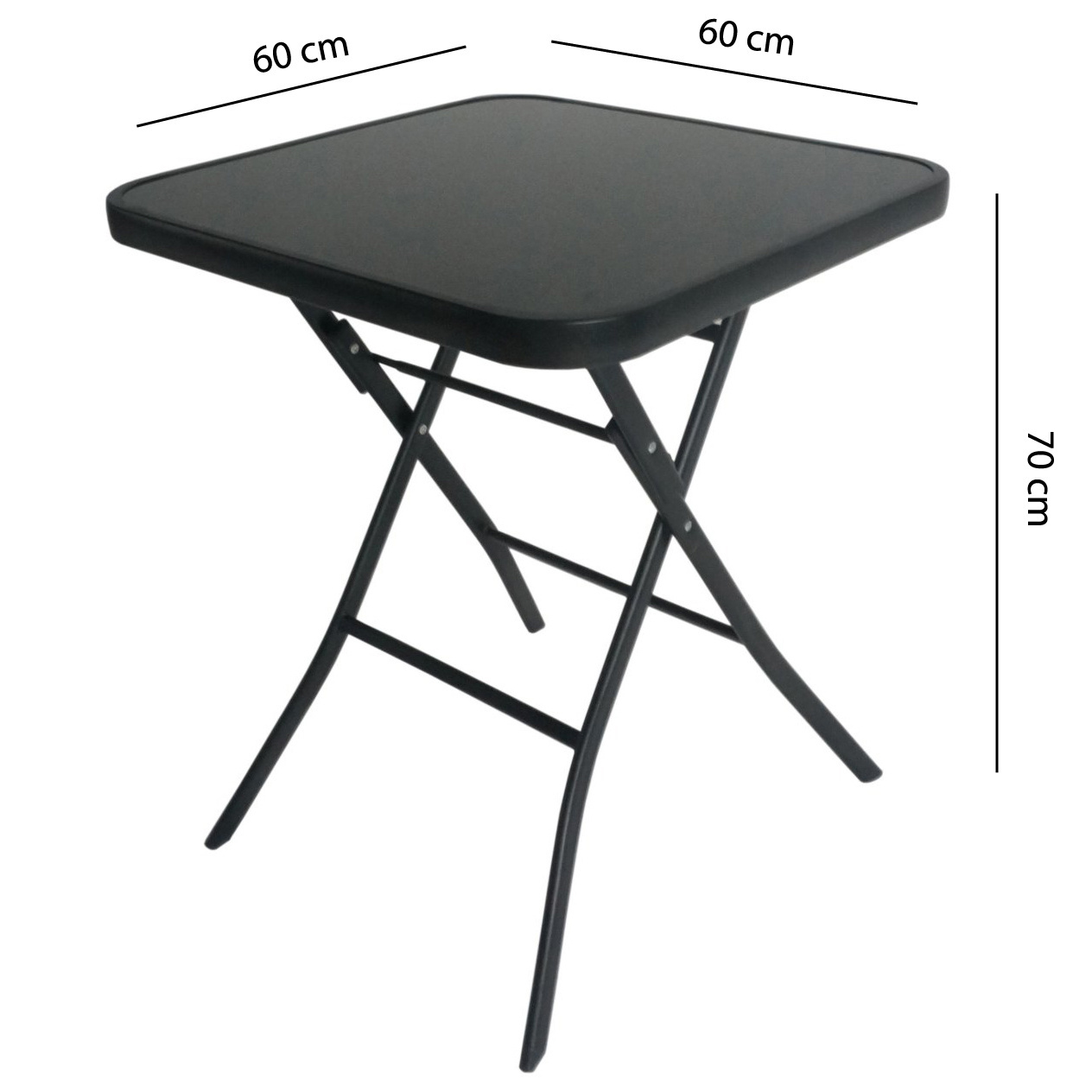 Glazen Klaptafel Zwart 60x60 - 40% Korting! Tuintafel