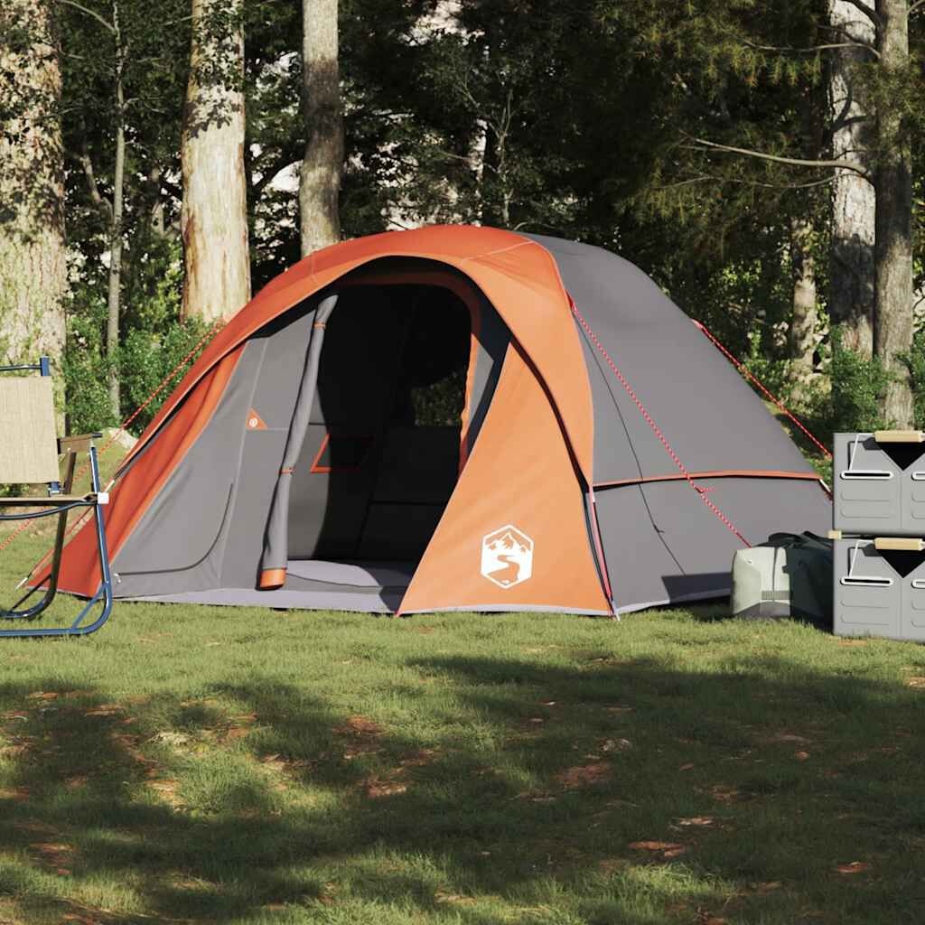 VidaXL 4-Persoons Tent Grijs/Oranje - 40% Korting!
