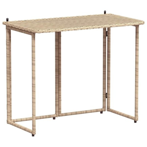 Inklapbare Tuintafel vidaXL - 40% Korting! Beige Rattan 90x51x75cm