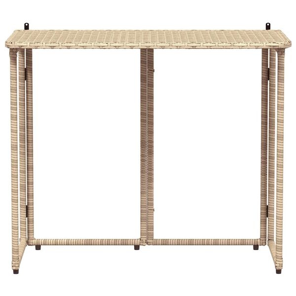 Inklapbare Tuintafel vidaXL - 40% Korting! Beige Rattan 90x51x75cm