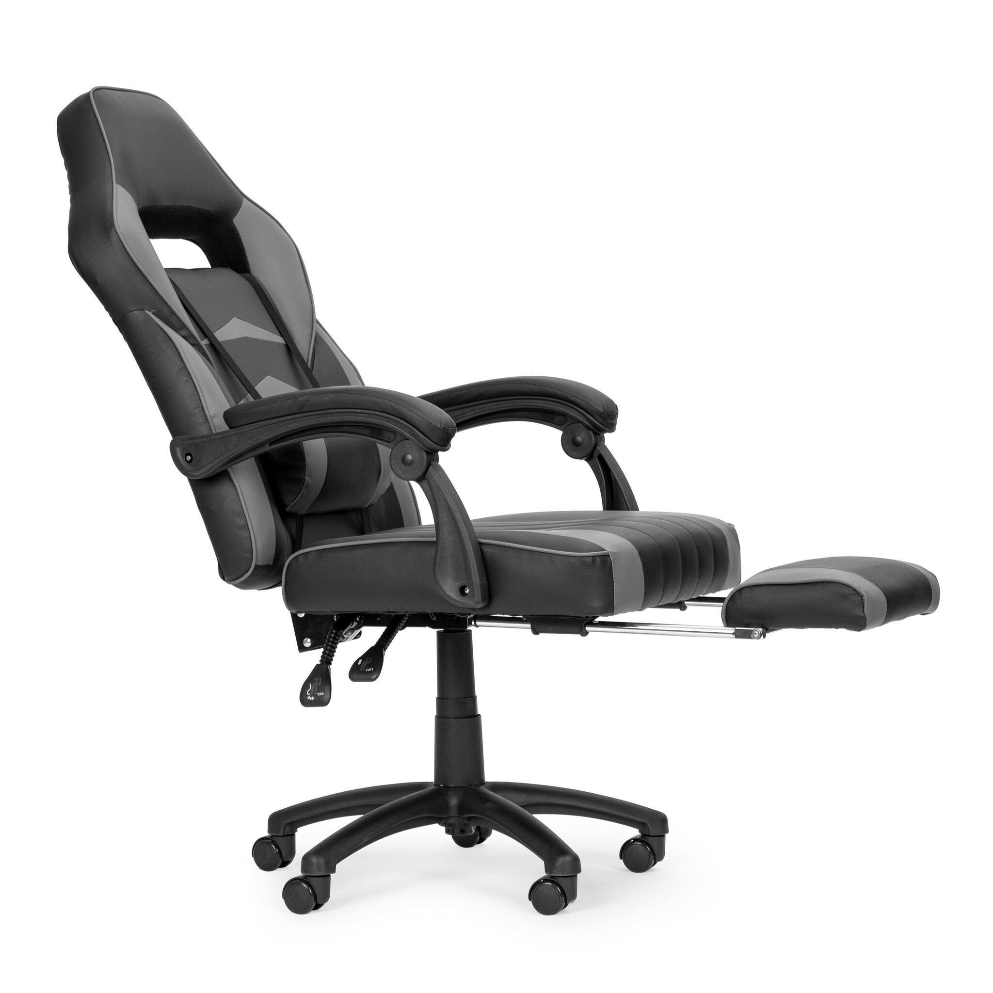 Gamestoel m. Voetsteun Zwart/Grijs - 40% Korting!