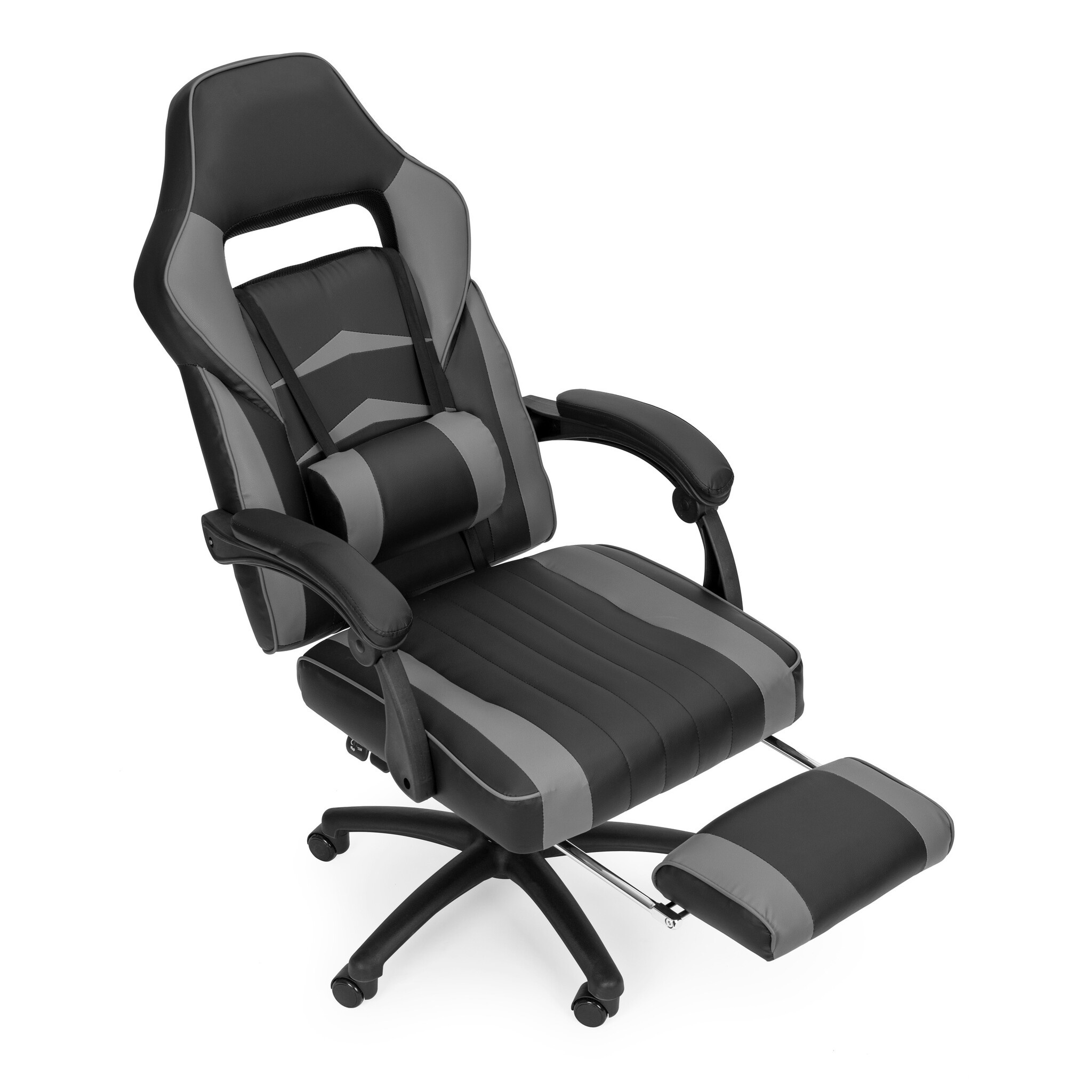 Gamestoel m. Voetsteun Zwart/Grijs - 40% Korting!