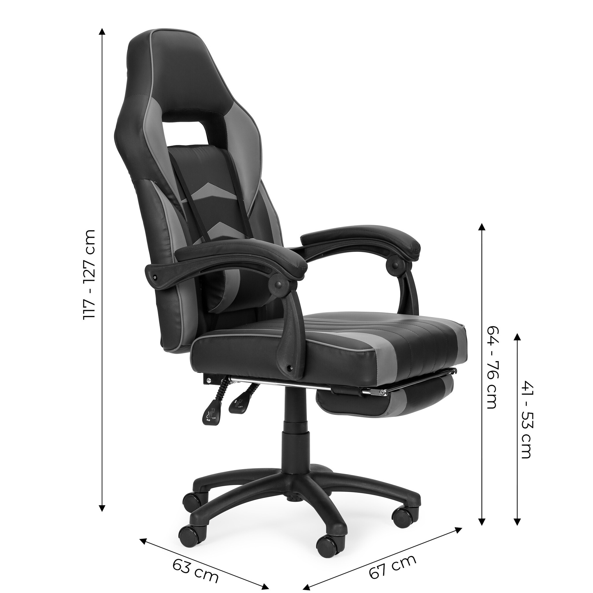 Gamestoel m. Voetsteun Zwart/Grijs - 40% Korting!