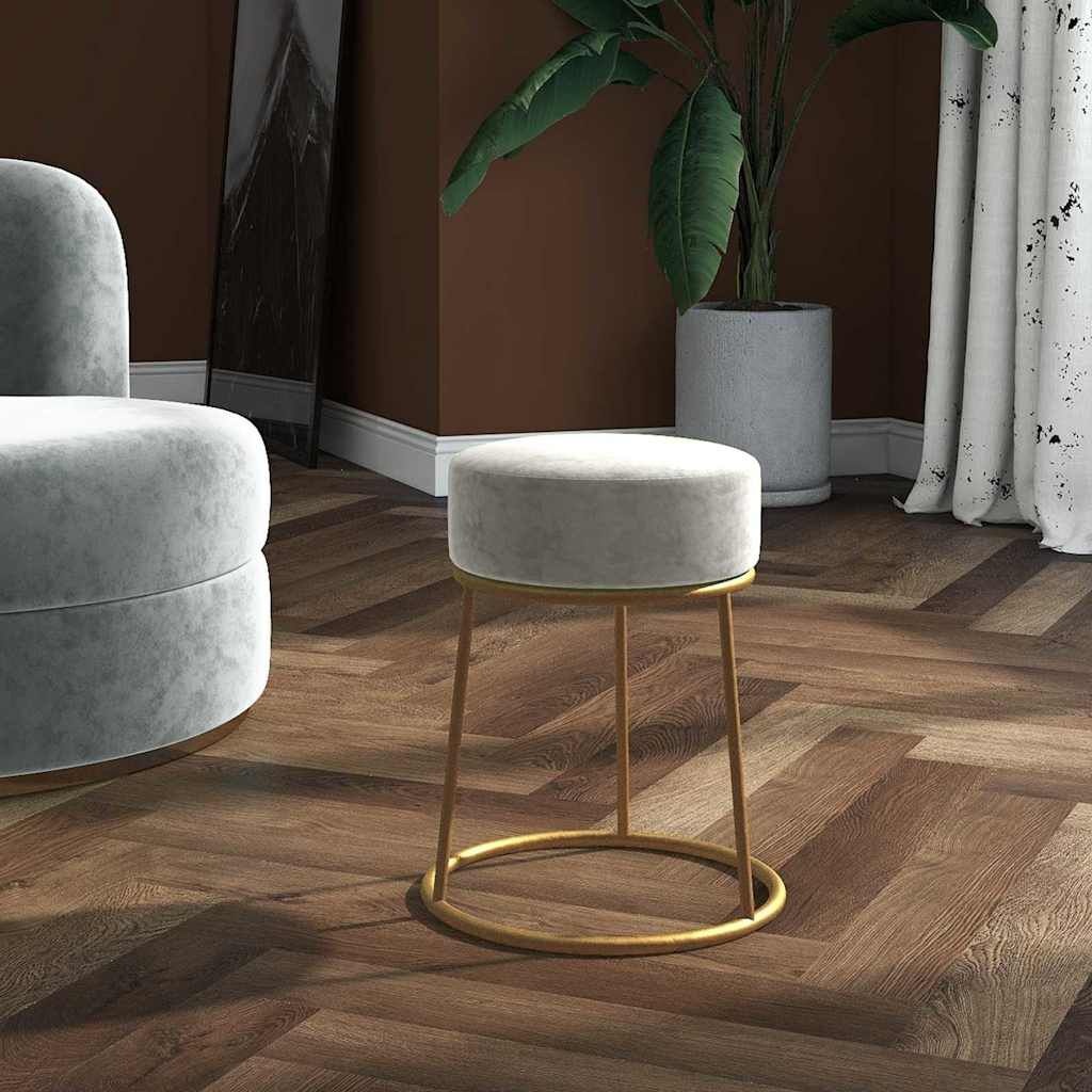 VidaXL Fluweel Hocker Lichtgrijs Rond -40%! Zo Goed Als Nieuw